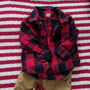 Gap Buffalo Plaid Shirt and Khaki Pants